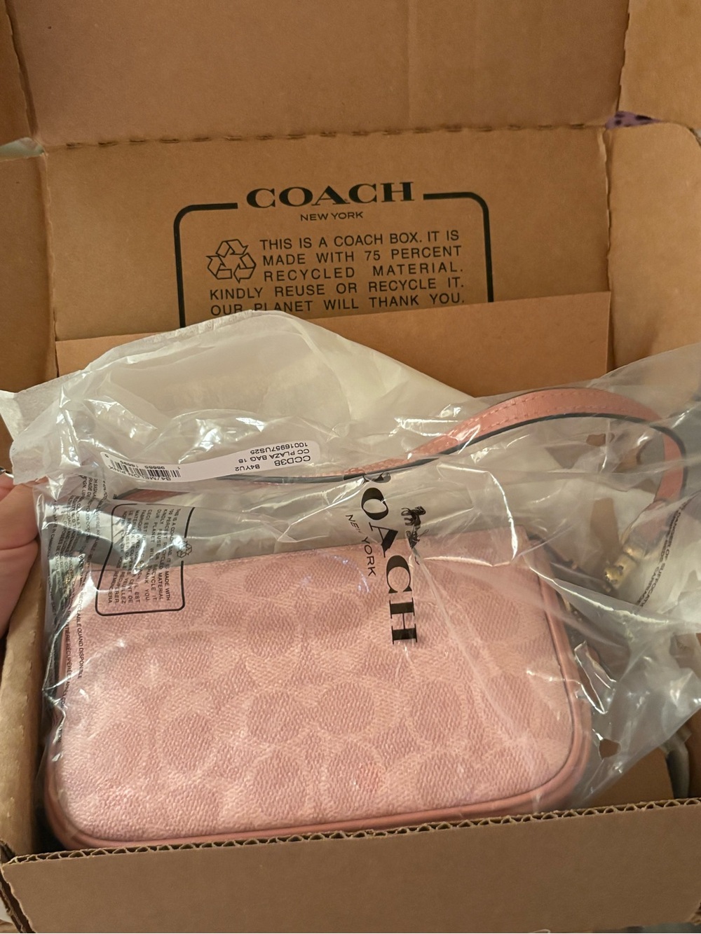 Coach Melon Pink Signature Plaza 18 Shoulder Bag with Brass Hardware - Picture 5 of 7